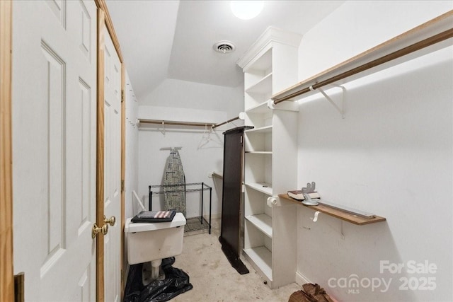 spacious closet with visible vents