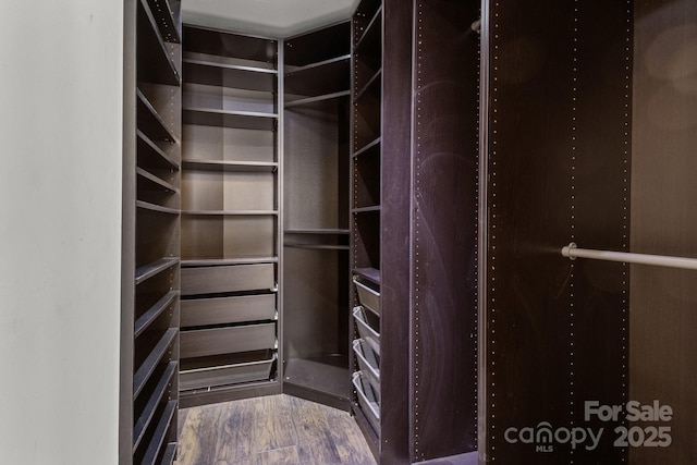 spacious closet with wood finished floors