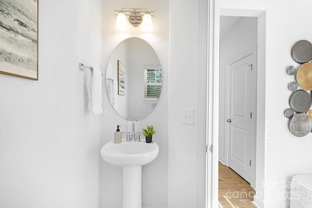 bathroom featuring wood finished floors