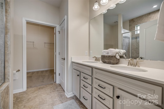 4521 Middlebury Ln, Fort Mill, SC 29715 - full bath with a stall shower, double vanity, and a walk in closet