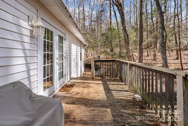 wooden deck with french doors