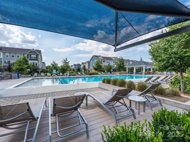 pool featuring a patio area and a gazebo