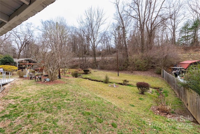 view of yard featuring fence