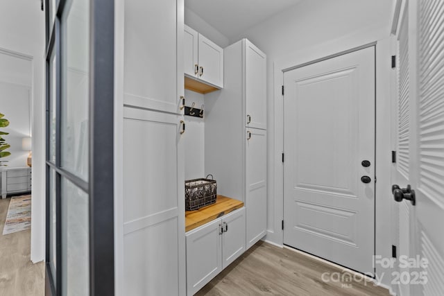 mudroom featuring light wood-style floors