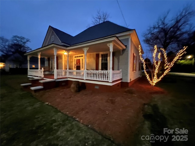 exterior space featuring covered porch