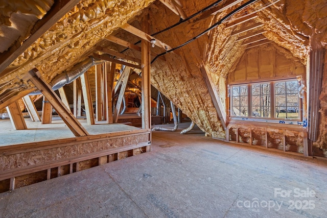 view of unfinished attic