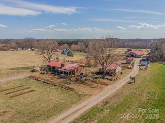 drone / aerial view featuring a rural view