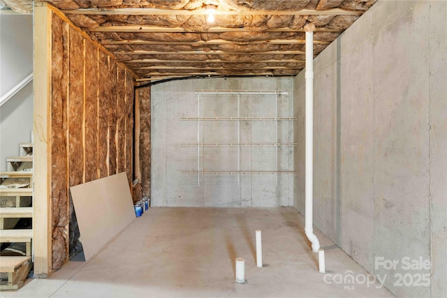 view of unfinished basement