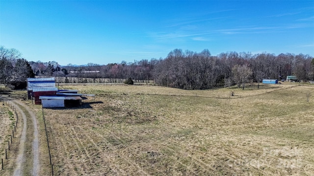 view of yard with a rural view