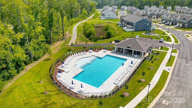 drone / aerial view featuring a residential view