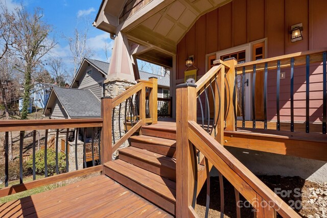 deck featuring stairway