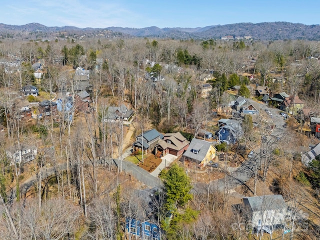 birds eye view of property with a mountain view