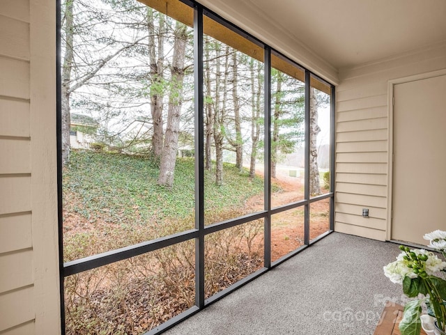 view of unfurnished sunroom