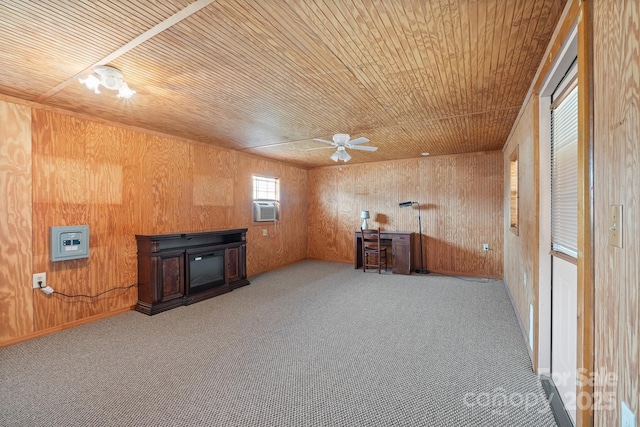 interior space with wood walls and wood ceiling