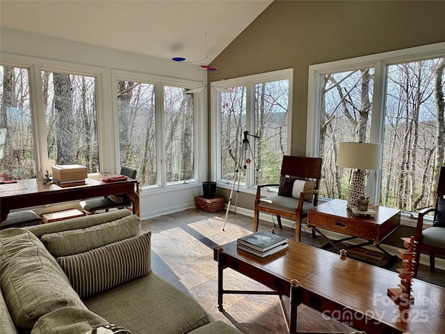 sunroom with vaulted ceiling