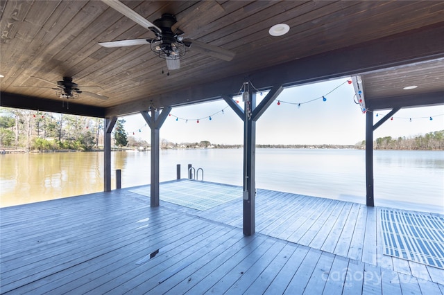 dock area with a water view