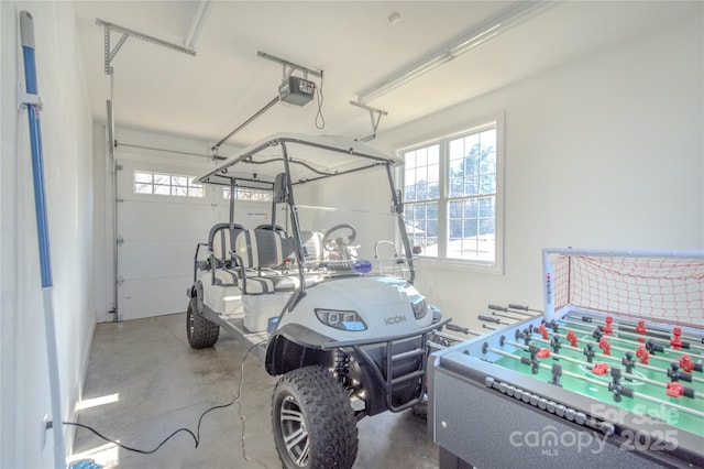 garage with a garage door opener