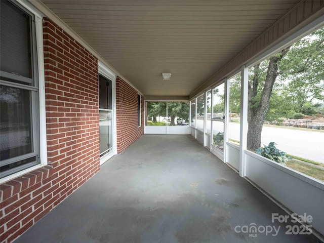 view of unfurnished sunroom