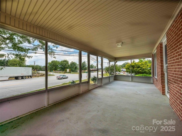 view of unfurnished sunroom