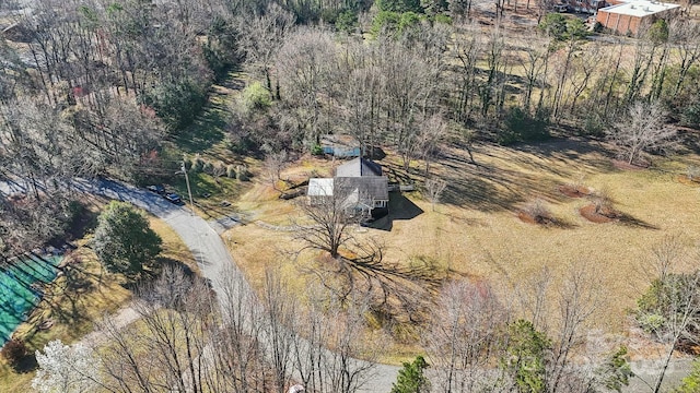 aerial view featuring a forest view