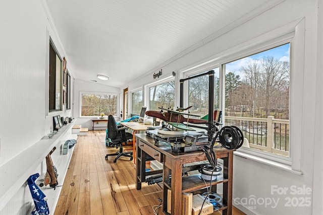 sunroom with vaulted ceiling