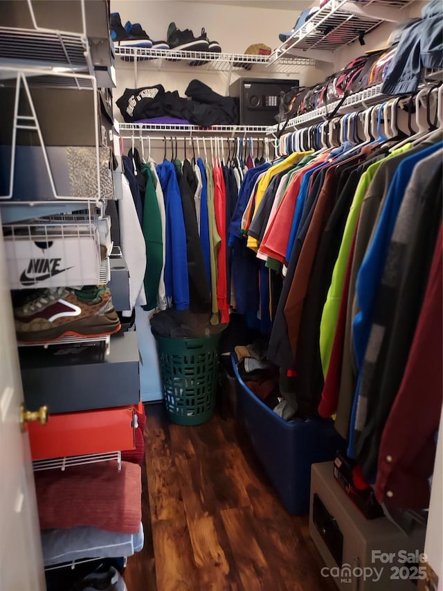 spacious closet with wood finished floors