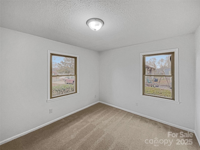 empty room with plenty of natural light, carpet, and baseboards