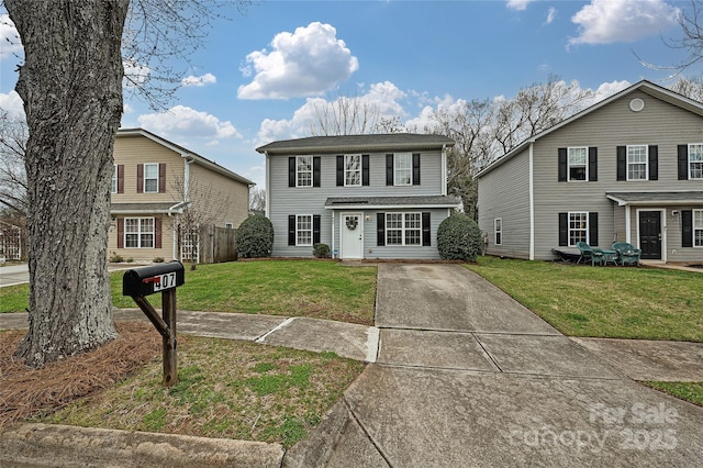 view of front of home with a front yard