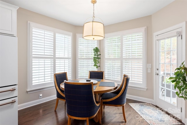 dining space with a healthy amount of sunlight and baseboards