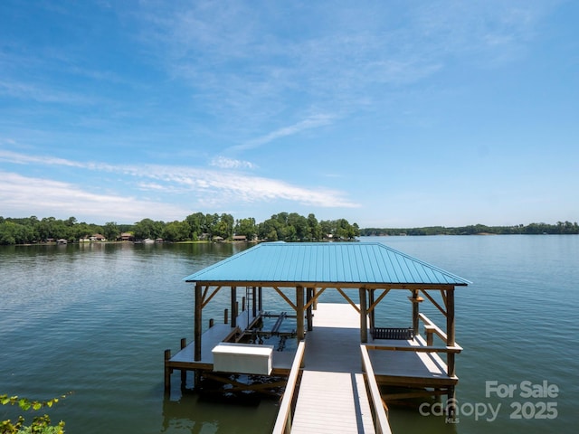 view of dock featuring a water view