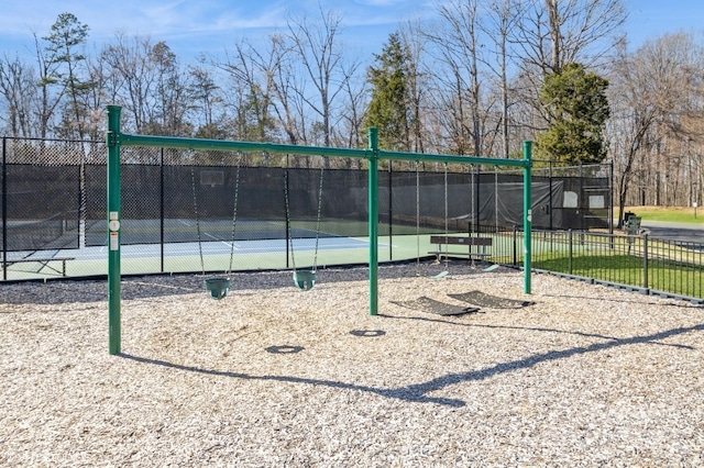 community play area featuring fence