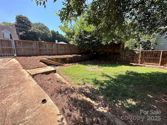 view of yard featuring a fenced backyard