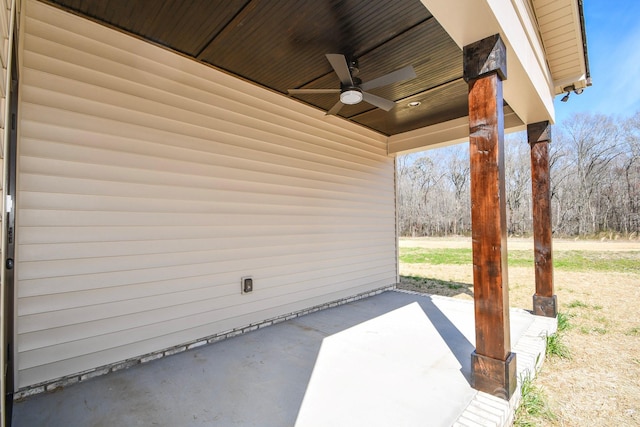 view of patio / terrace featuring ceiling fan