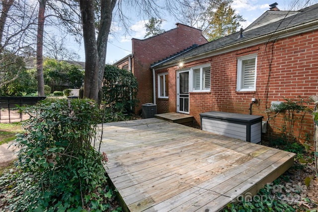 wooden terrace featuring central AC