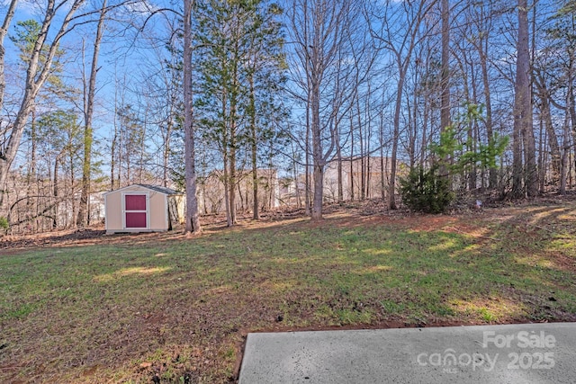 view of yard with a shed and an outdoor structure