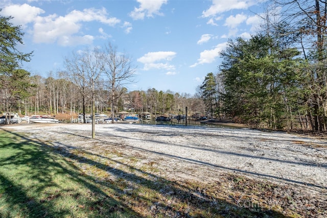 view of yard featuring a wooded view
