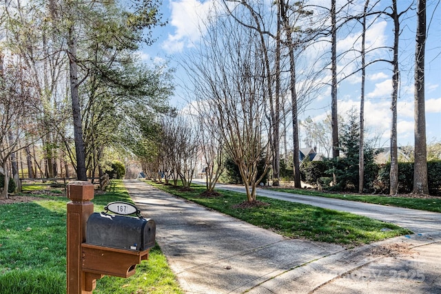 view of community featuring a lawn