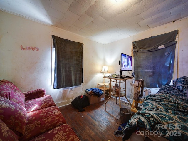 bedroom with hardwood / wood-style flooring