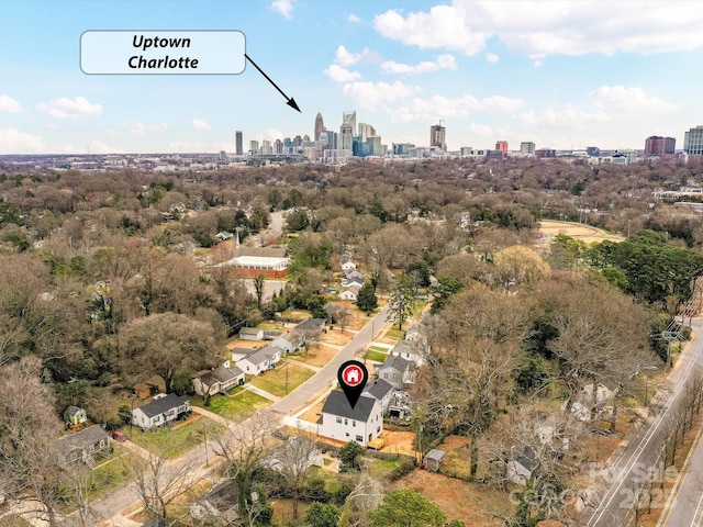 aerial view featuring a city view
