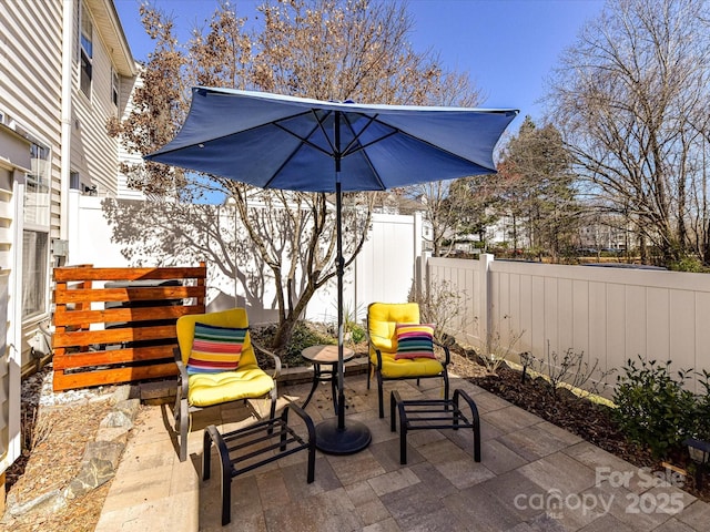 view of patio featuring a fenced backyard