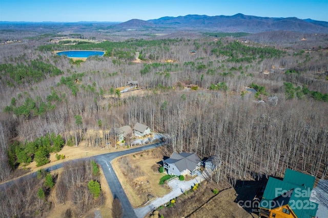 bird's eye view with a mountain view