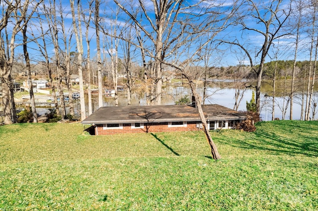 exterior space featuring a water view