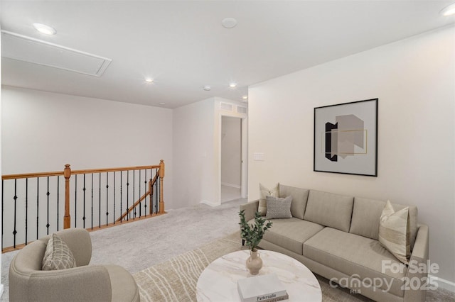 5532 Axil Ln, Charlotte, NC 28269 - living area featuring carpet floors, recessed lighting, and attic access
