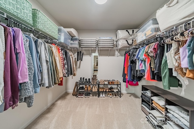 spacious closet with carpet flooring