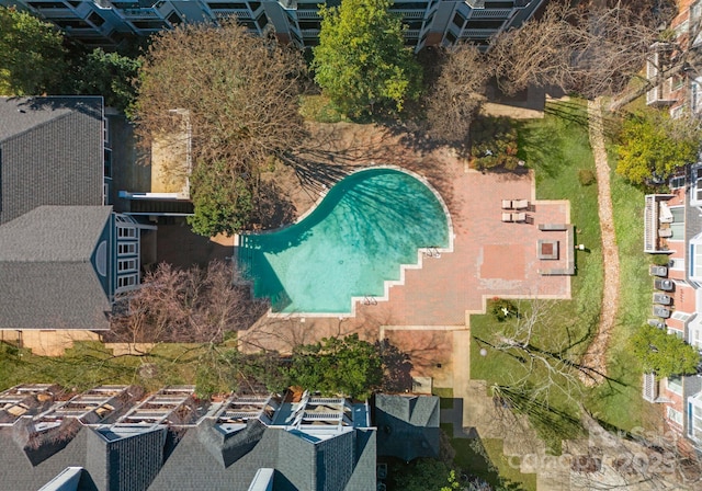 aerial view with a residential view