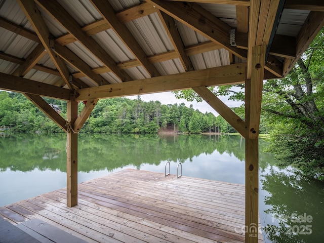 dock area featuring a water view