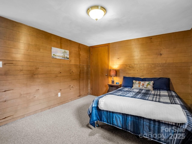 675 Foster Hill Dr, Hendersonville, NC 28739 - carpeted bedroom featuring wood walls