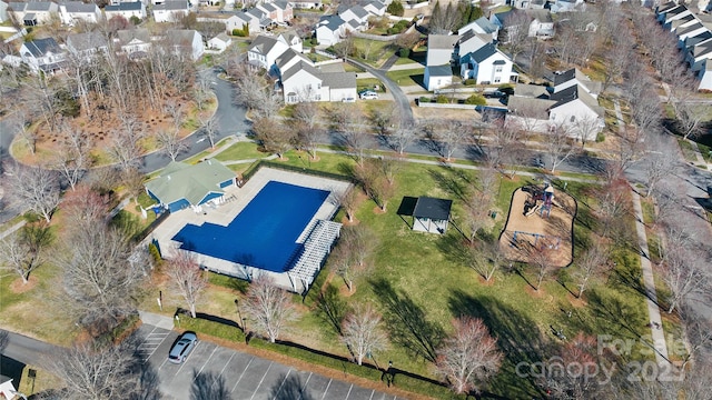 drone / aerial view featuring a residential view