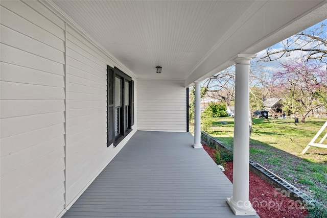 deck featuring covered porch