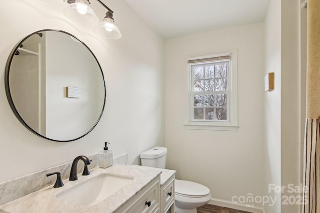 full bathroom featuring vanity and toilet